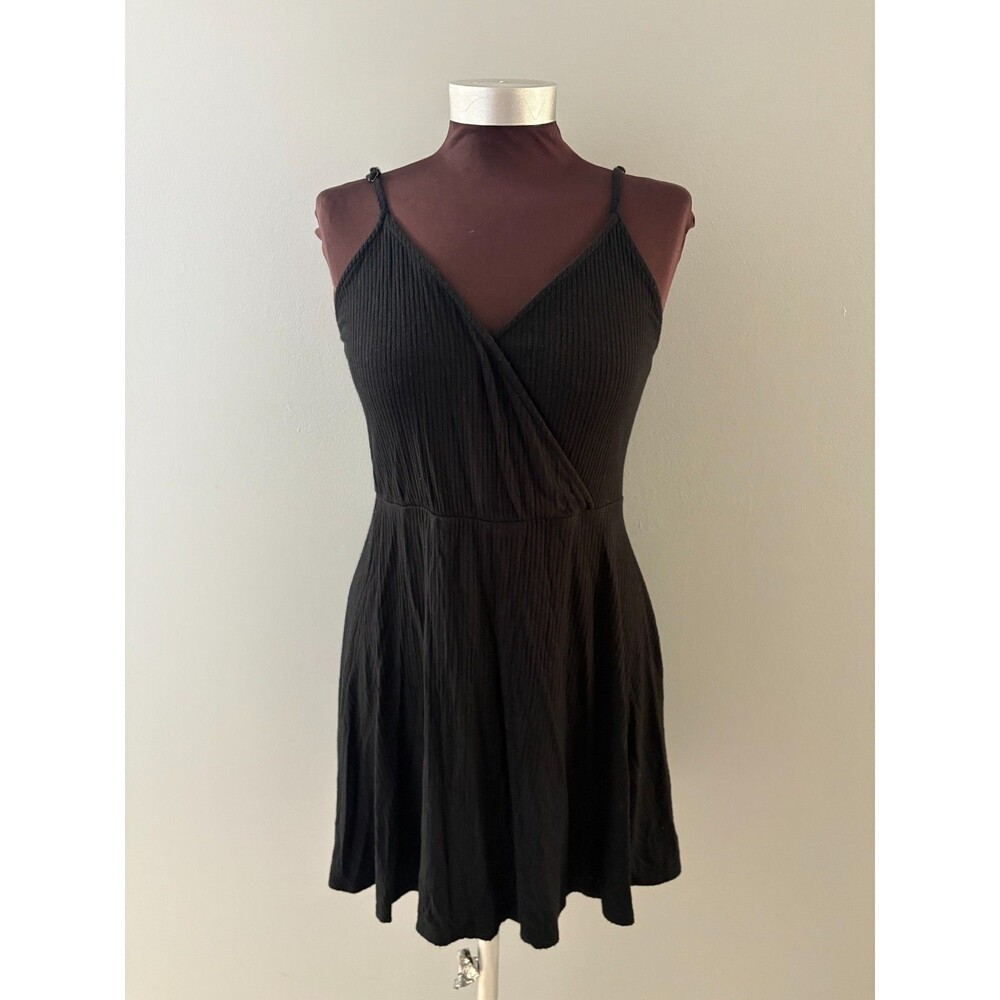 Y2K Mossimo Tank Dress Sz S Black Tunic Babydoll Dark Fairy Twilight Ribbed Soft